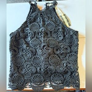 Ultra Pink  Chic Black Lace Sleeveless Blouse Size S
